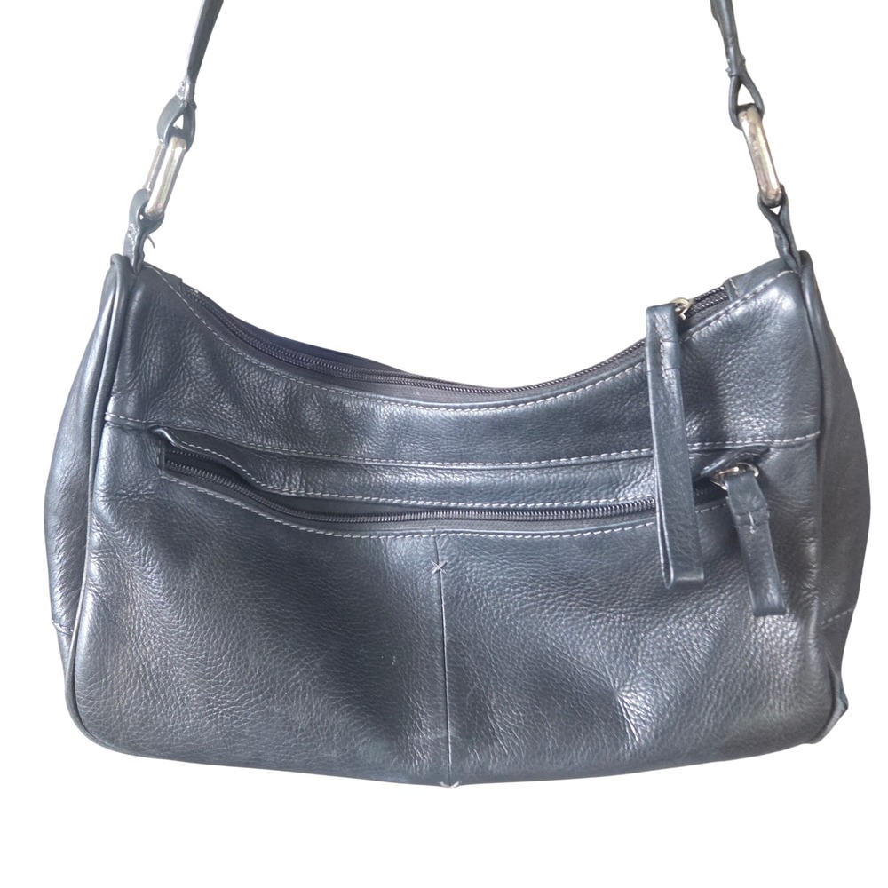 Charter Club Vintage Y2K Black Pebbled Leather Baguette Shoulder Bag 90s Purse